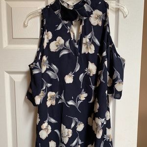 Cold shoulder, high neck top